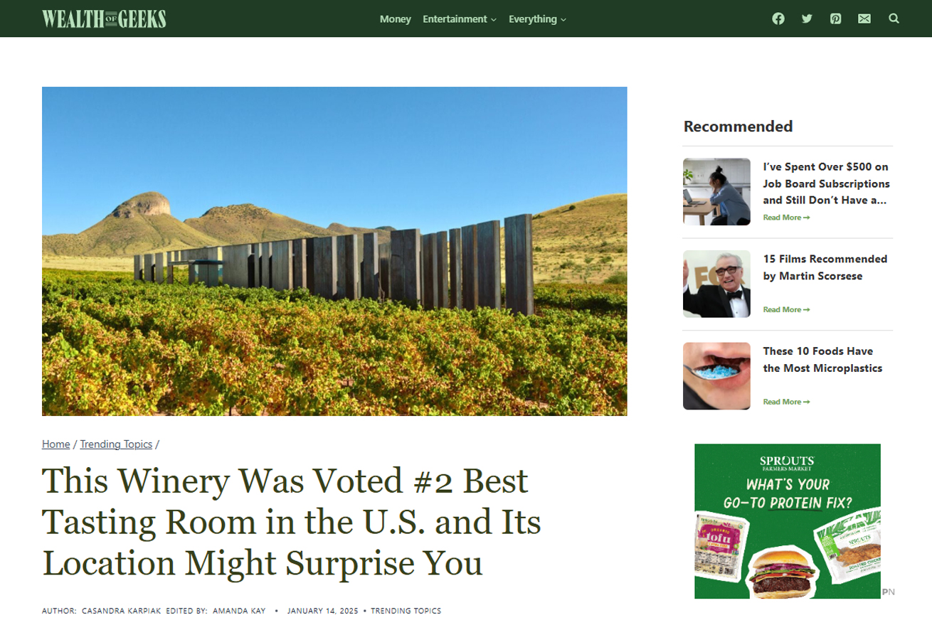 THIS WINERY WAS VOTED #2 BEST TASTING ROOM IN THE U.S. AND ITS LOCATION MIGHT SURPRISE YOU