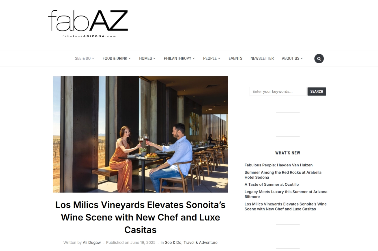 Los Milics Vineyards Elevates Sonoita’s Wine Scene with New Chef and Luxe Casitas