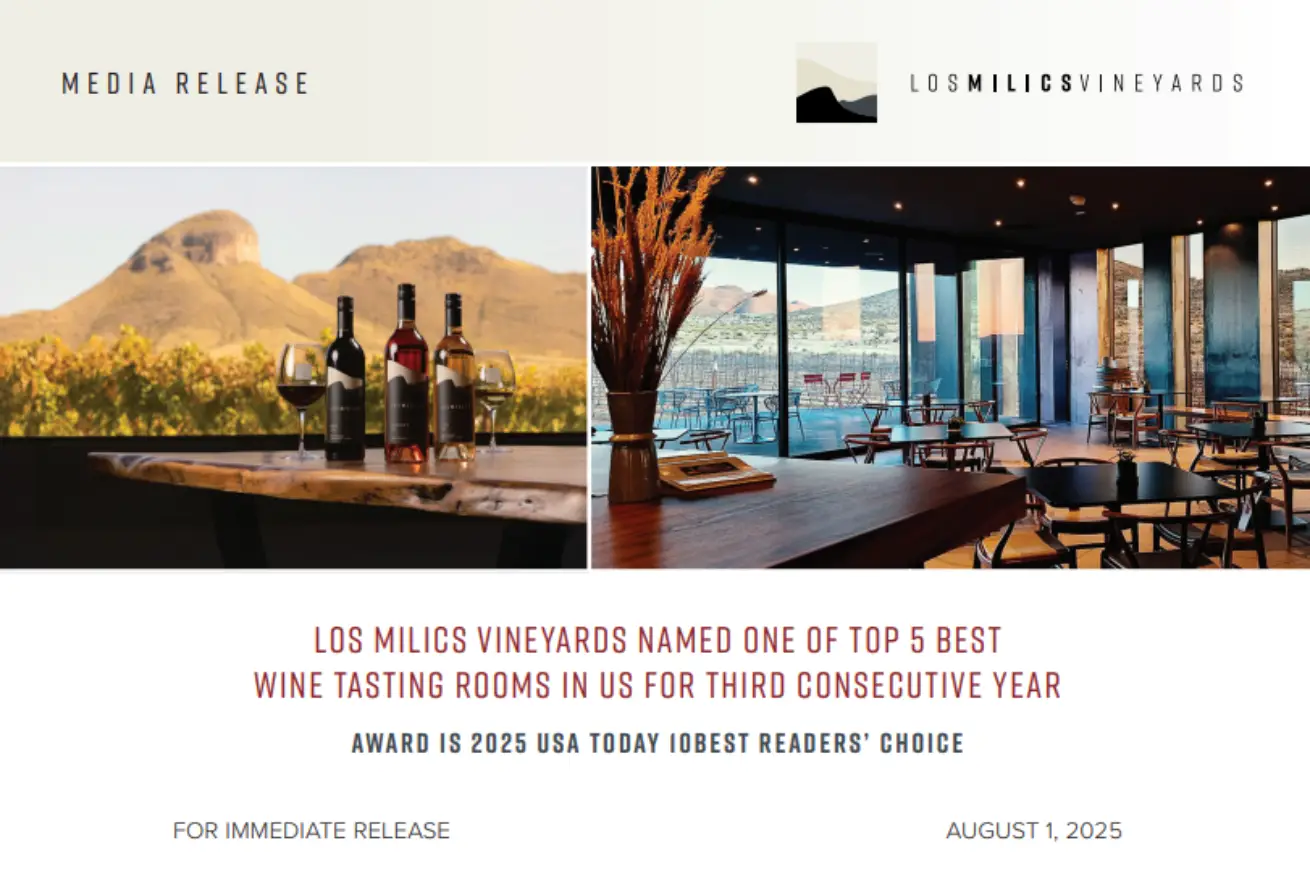 Los Milics Vineyards Named Top 5 Tasting Room