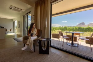 Los Milics Tasting Room showing the Mountains