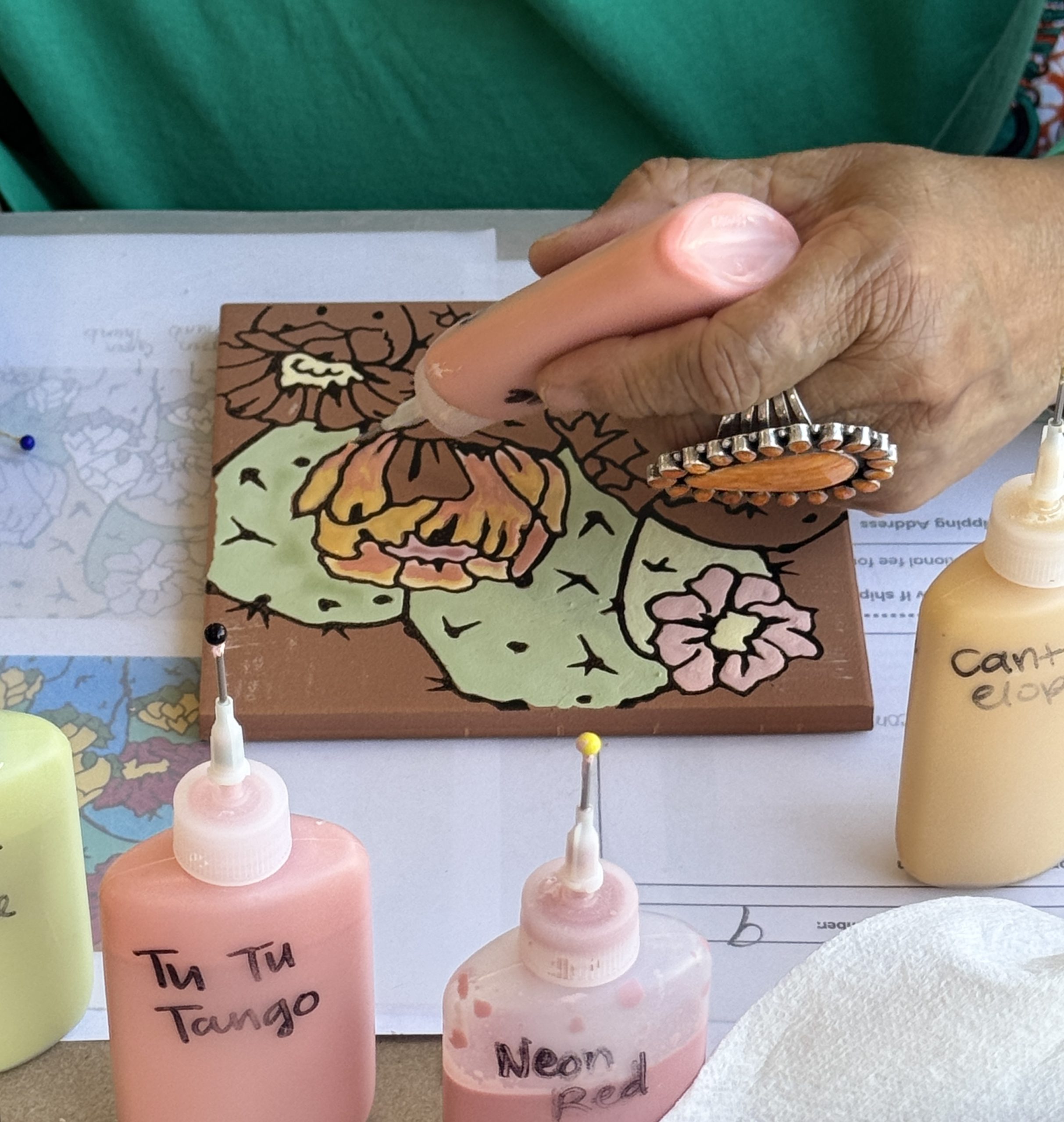Painting on the custom tile